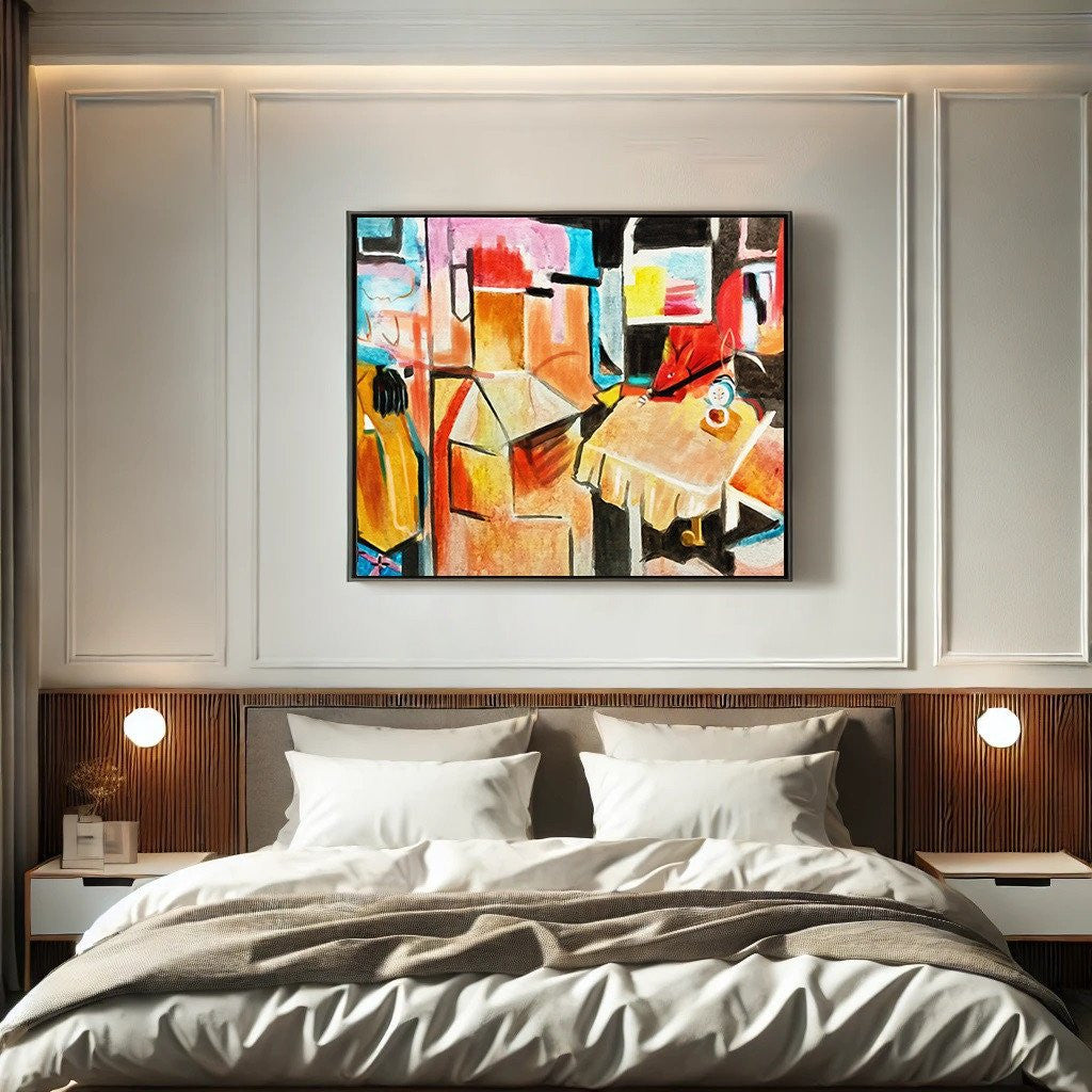 Colorful Abstract Cubist Wall Art – Modern Canvas Painting