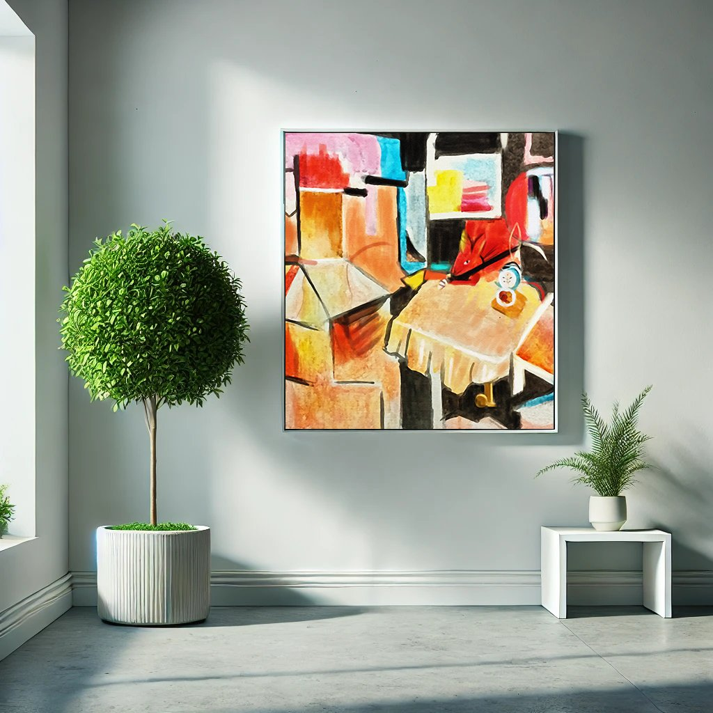 Colorful Abstract Cubist Wall Art – Modern Canvas Painting