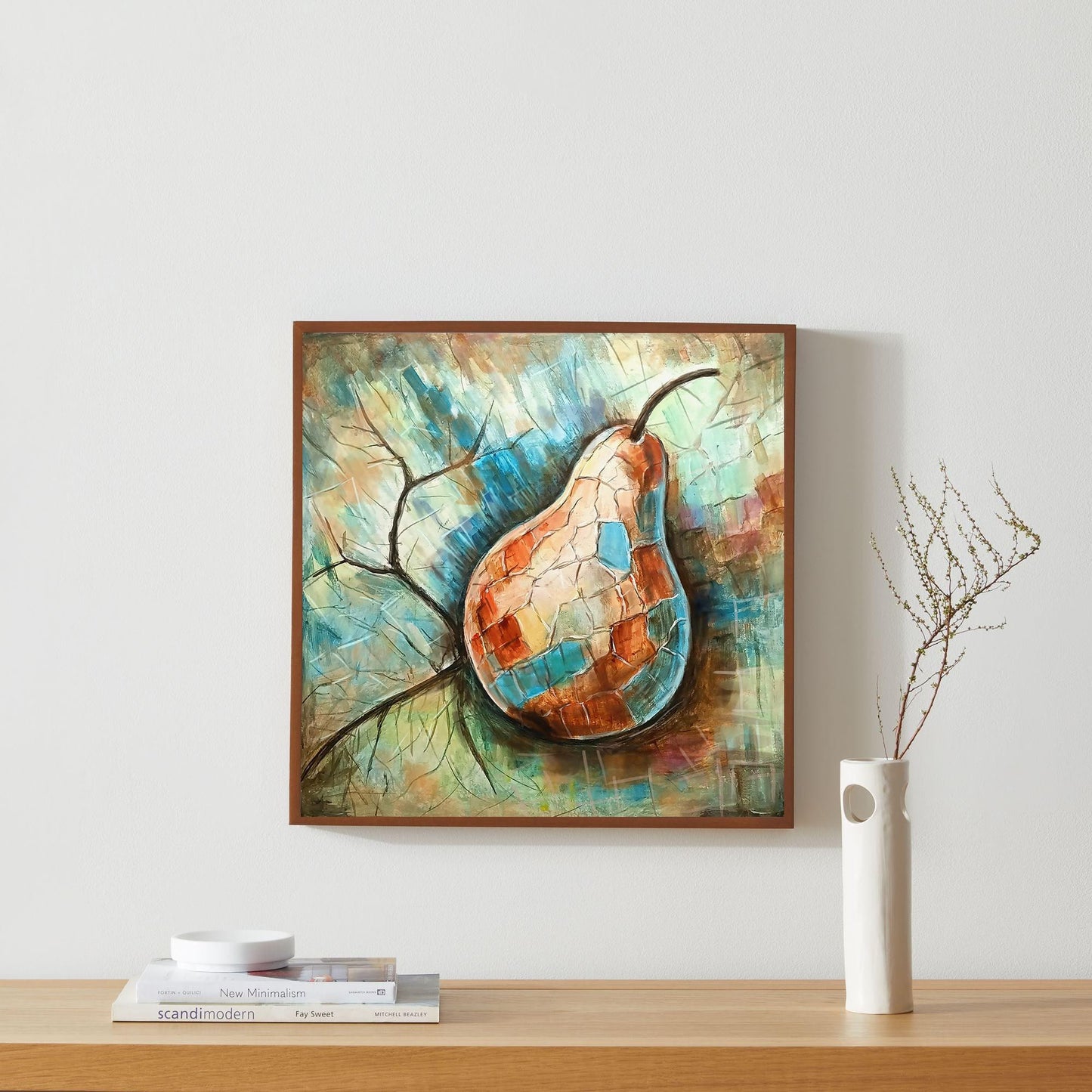 Abstract Pear Wall Art – Modern Fruit Canvas Painting