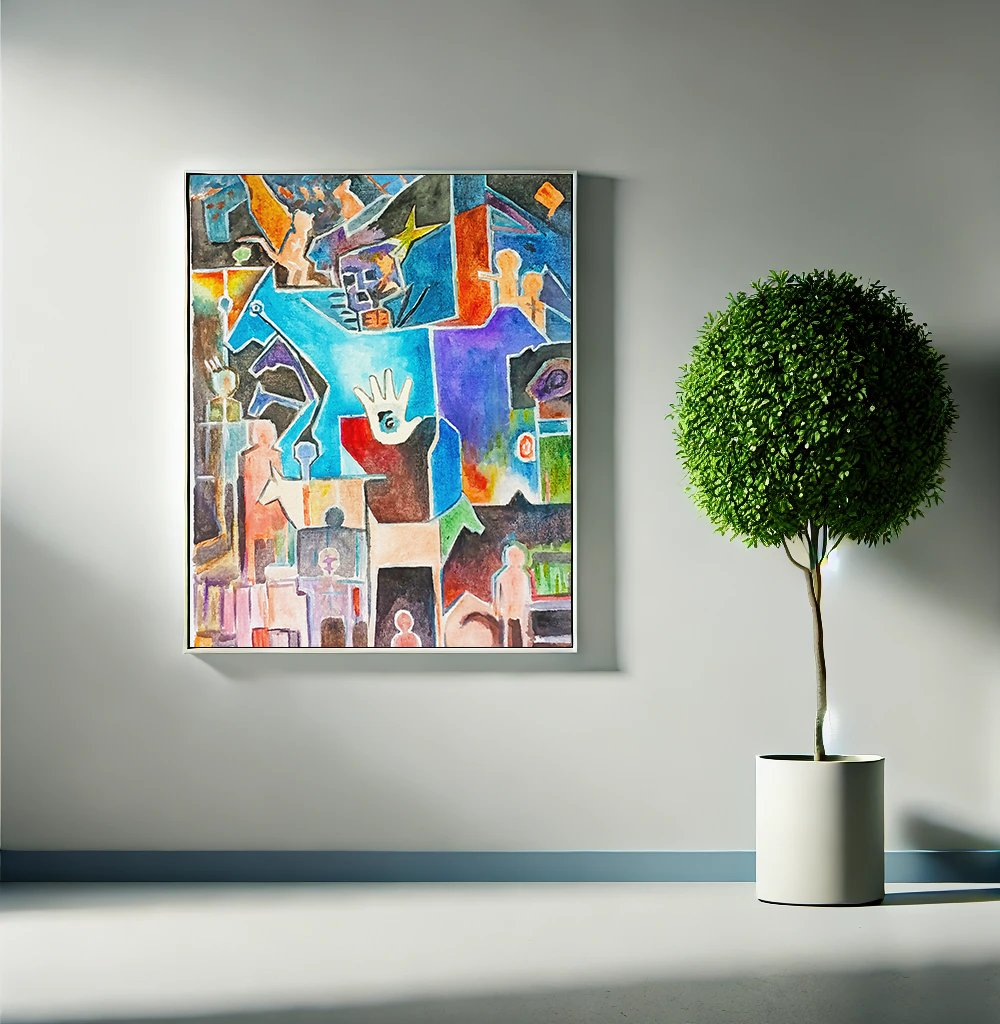 Echoes of Humanity Abstract Wall Art – Geometric Modern Canvas Painting