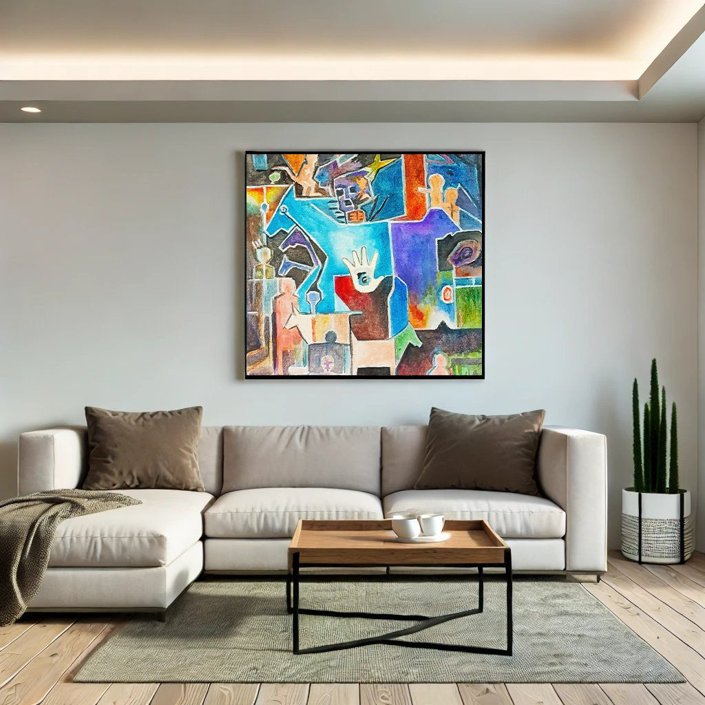 Echoes of Humanity Abstract Wall Art – Geometric Modern Canvas Painting