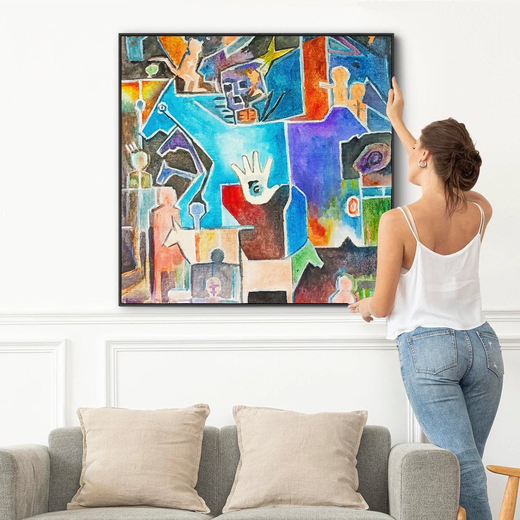 Echoes of Humanity Abstract Wall Art – Geometric Modern Canvas Painting